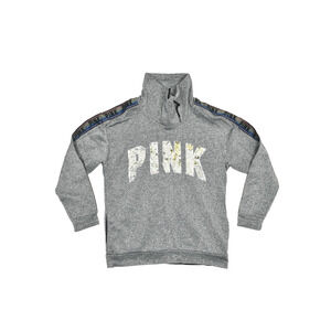 NEW PINK Victoria's Secret Women's Gray Shimmer Cowl Neck Sweatshirt Size S NWT